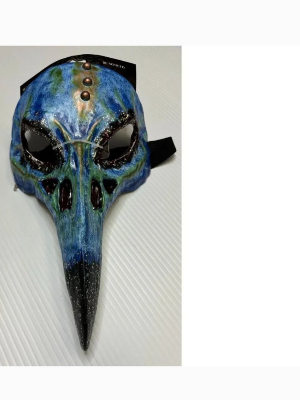 Masquerade Alien Halloween Mask Long Blue Nose Hand Painted Plaster Adult